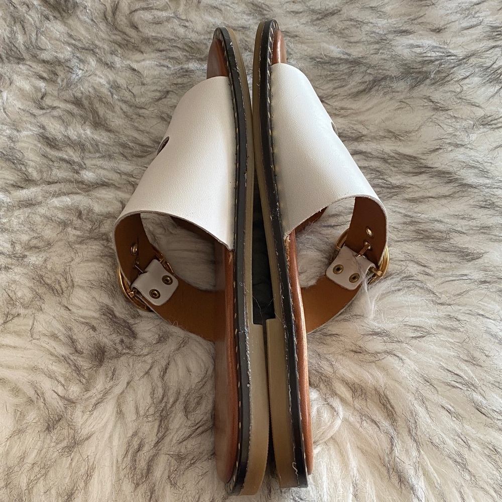 COACH and Four leather strappy White and Gold Slide Sandals - Picture 10 of 12